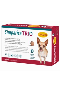 Simparica Trio 1,25-2,5kg pro štěňata 3tbl PRODEJ POUZE V ORDINACI