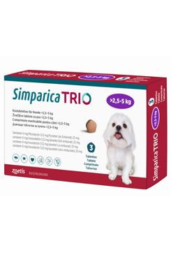 Simparica Trio 2,5-5kg pro trpasličí psy 3tbl PRODEJ POUZE V ORDINACI
