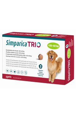 Simparica Trio 20-40kg pro velké psy 3tbl PRODEJ POUZE V ORDINACI