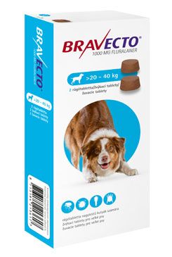 Bravecto TBL L 1000mg 1x2tbl  (pes 20-40kg) PRODEJ POUZE V ORDINACI