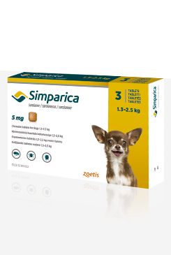 Simparica 3x5mg štěňata 1,3-2,5kg PRODEJ POUZE V ORDINACI