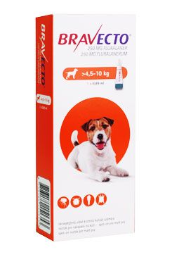 Bravecto Spot on Dog S 250mg psi (>4,5-10 kg) PRODEJ POUZE V ORDINACI